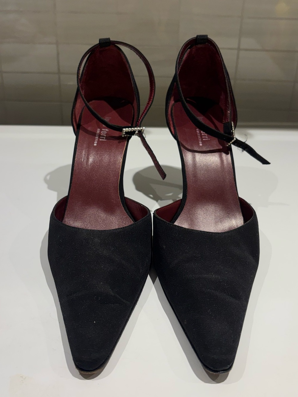 Elegant Black Pointed-Toe Ankle-Strap Heels